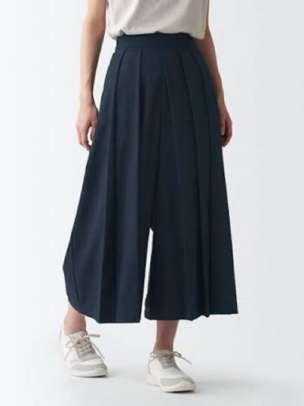 Muji Navy Wide-Leg Pleated Hakama Pants
